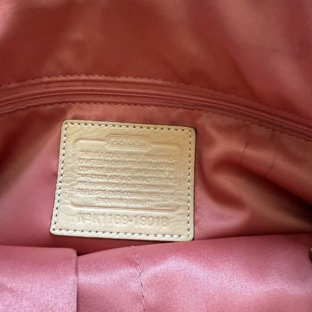Coach Poppy Whipstitch Natural Leather Brass Glam Tote Purse Large Shoulder Bag - Picture 7 of 16